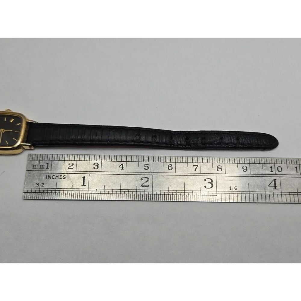 Vintage Seiko SX Tank Watch Womens Black Dial Gold Tone Japan Quartz New Battery
